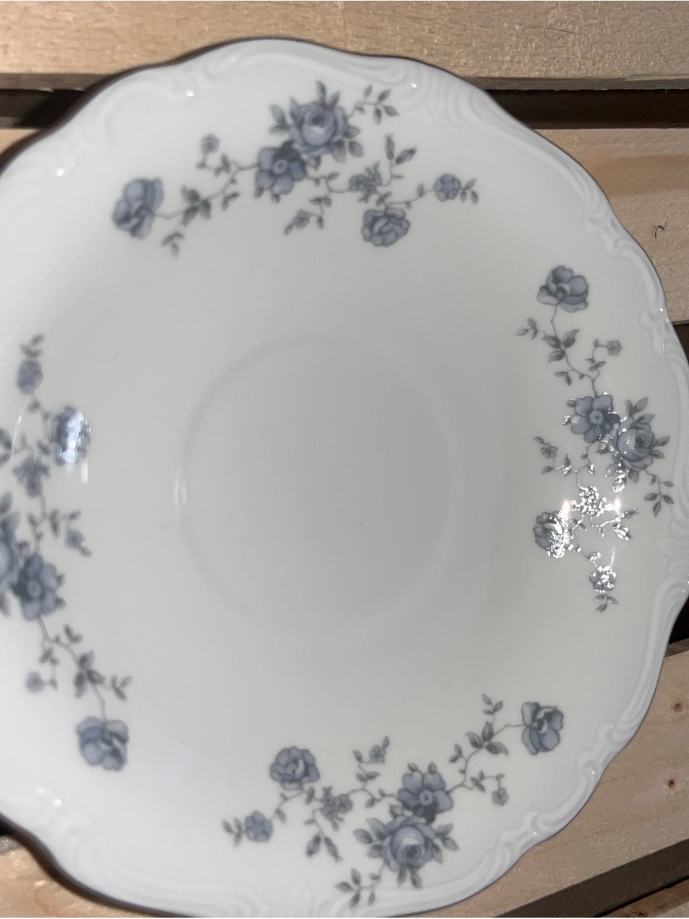 Haviland White Porcelain Salad Plate with Blue Floral Motif